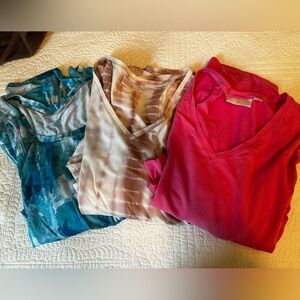 Belle by Kim Gravel Women's Long Sleeve Tees - Teal, Beige, Pink